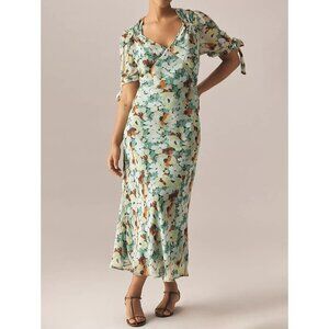 By Anthropologie Short-Sleeve V-Neck Slip Midi Dress L